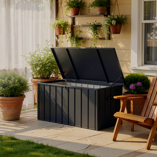 Sunvega 120 Gallon All-Weather Waterproof Lockable Outdoor Metal Storage Box with Wheels