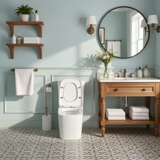Sunvega Modern One Piece Toilet with Soft Closing Seat and Powerful Flushing