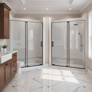 Sunvega 56-60" W x 72" H Semi-Frameless Sliding Shower Door with Matte Black Finish