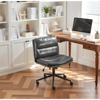 Sunvega Adjustable Swivel Criss-Cross Chair with Cushioned Wide Seat for Office