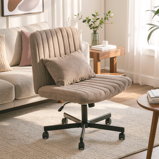 Sunvega Adjustable Ergonomic Armless Office Chair with Plush Linen Upholstery