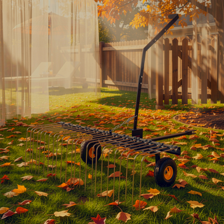Sunvega Tow Behind Dethatcher with 24 Steel Tines for Efficient Lawn and Leaf Removal
