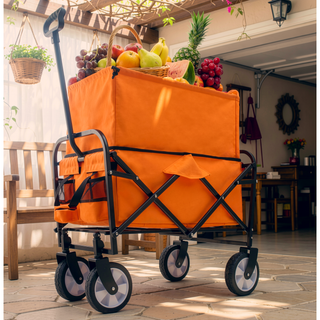 Sunvega Foldable Collapsible Wagon Cart with Extention Dual-Layer Design All-Terrain Wheels