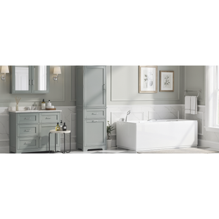 Sunvega Tall Freestanding Bathroom Storage Cabinet with Two Drawers and Adjustable Shelf