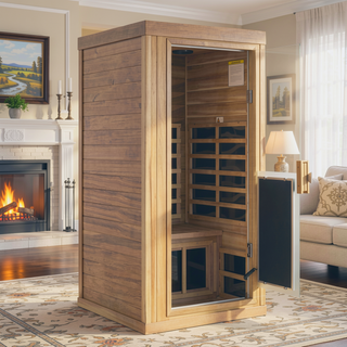 Sunvega One Person Far Infrared Red Cedar Indoor Sauna Room with 8 Heating Panels