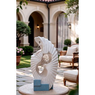 Sunvega Black and White Water Fountain with Vase Design Light and Pump