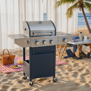 Sunvega 3 Burner Stainless Steel Propane Gas Grill with Side Burner and Electronic Pulse Ignition