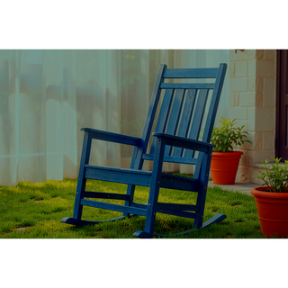Sunvega All Weather-resistant Black Rocking Chair Set with Wood-Texture and Side Table