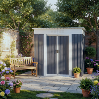 Sunvega High-Strength Galvanized Steel Apex Roof Outdoor Storage Shed