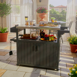 Sunvega Stainless Steel Outdoor Bar Cart with Wheels and Storage for Food Prep