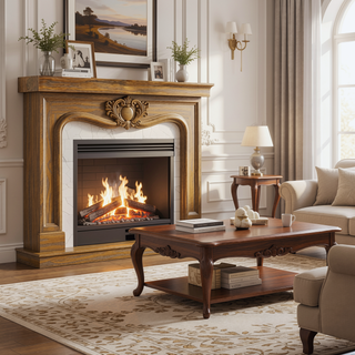 Sunvega Handcrafted Pine Wood Fireplace Mantel Shelf with Distinctive Wood Grain