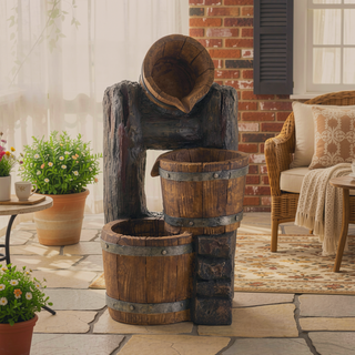Sunvega Decorative Brown Water Fountain with Otter Design Light and Pump