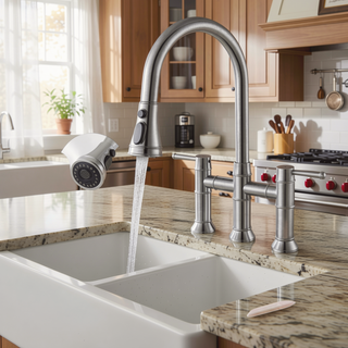 Sunvega High Arc Single Handle Stainless Steel Kitchen Faucet with Pull Down Sprayer