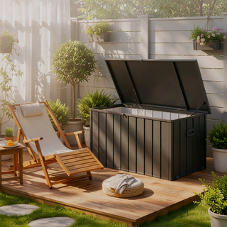 Sunvega 120 Gallon All-Weather Waterproof Lockable Outdoor Metal Storage Box with Wheels