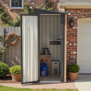 Sunvega 5FT x 3FT Grey Outdoor Pent Roof Garden Tool Storage Shed House