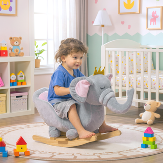 Sunvega Cute Elephant Rocking Chair Toy with Sound Effects and Safety Belt
