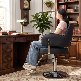 Sunvega Heavy Duty Hydraulic Salon Styling Chair with Wide Cushioned Seat and Square Base
