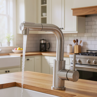 Sunvega Single Handle Kitchen Sink Faucet with Pull Out Sprayer and Deck Plate