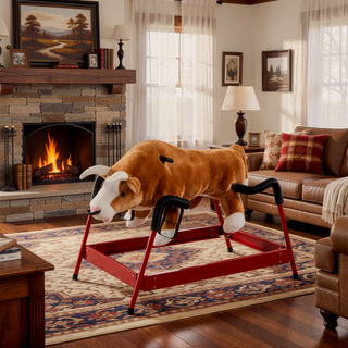 Sunvega ASTM-F963 Certified Spring Rocking Horse with Plush Fabric and Animal Sounds