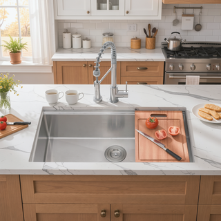 Sunvega 33 x 19 Inch Undermount Stainless Steel Workstation Sink with Accessories