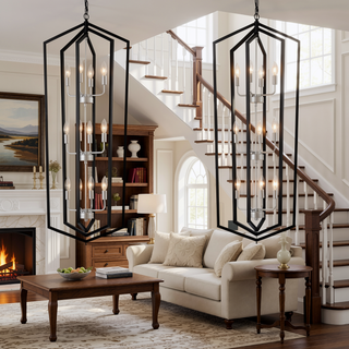 Sunvega 4-Light Matte Black and Gold Modern Industrial Chandelier for Dining Room