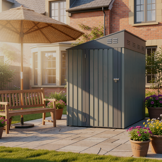 Sunvega 4x7 Foot Lean-To Shed in Olive Grey with Galvanized Steel and Lockable Double Door