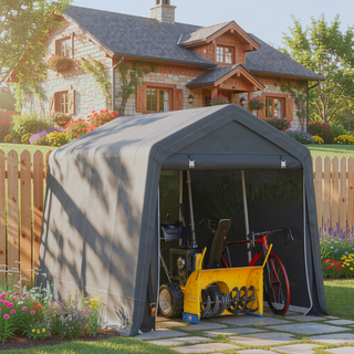 Sunvega Heavy Duty Galvanized Steel Carport Canopy with Anti-UV PE Cover and Double Zipper Doors