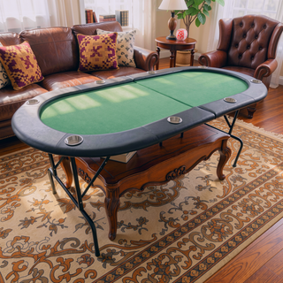 Sunvega 73 Inch Foldable Oval Poker Table with Cup Holders and Padded Rails