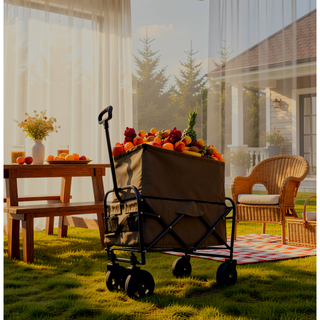 Sunvega Foldable Collapsible Wagon Cart with Extention Dual-Layer Design All-Terrain Wheels
