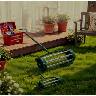 Sunvega 4 Wheel Heavy Duty Water Hose Reel Cart with Storage Basket and Weather Resistant Finish