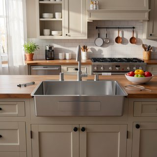 Sunvega 32x19 Inch Undermount Kitchen Sink with Superior Drainage and Soundproofing