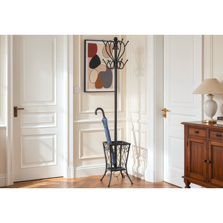 Sunvega Free Standing Entryway Hall Tree with 8 Hooks and Umbrella Holder