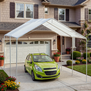Sunvega Heavy Duty Galvanized Steel Carport Canopy with Reinforced Cables and Anchor Kit
