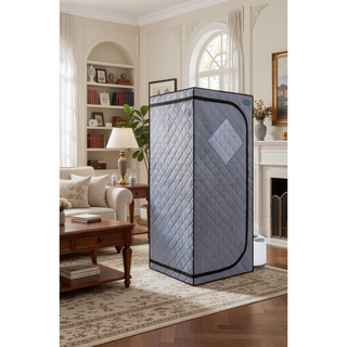 Sunvega Full Size Portable Grey Steam Sauna Tent with Remote Control and Foldable Chair