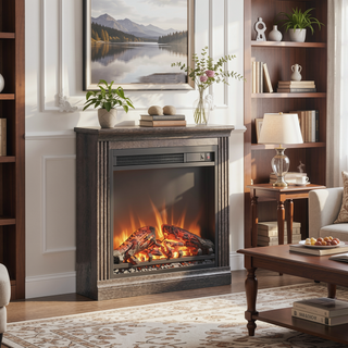 Sunvega 18 inch Electric Fireplace Insert with Realistic Flame Log Set and Ultra Thin Heater