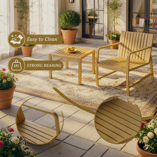 Sunvega 2-Piece Patio Conversation Set with Waterproof PP Material & Easy Assembly