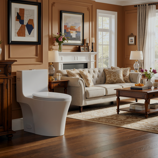 Sunvega Light Grey Elongated One-Piece Toilet with Dual Flush and Soft Closing Seat