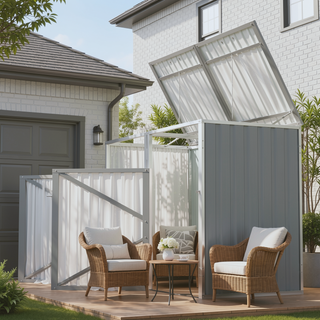 Sunvega Outdoor Garbage Bin Shed with Galvanized Steel for Garden Yard Storage