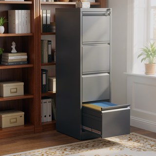 Sunvega 4 Drawer Metal Vertical File Cabinet with Lock for A4 Legal Letter Size