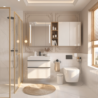 Sunvega White Wall Mounted Bathroom Vanity with Integrated Acrylic Sink and Soft-Close Drawers