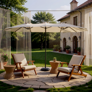 Sunvega 15-Foot Rectangular Outdoor Umbrella with Crank for Patio and Garden