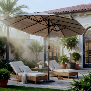 Sunvega 15-Foot Rectangular Outdoor Umbrella with Crank for Patio and Garden