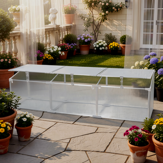 Sunvega Polycarbonate Greenhouse with Openable Top for Outdoor Plant Protection and Ventilation