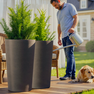 Sunvega 2 Pack Tall 21.7 Inch Crack-Resistant UV-Resistant Matte Planter Box for Indoor Outdoor