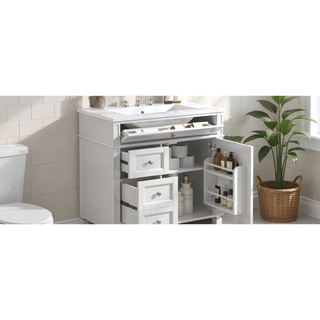 Sunvega Modern Minimalist 30'' Bathroom Vanity with Top Sink and Ample Storage