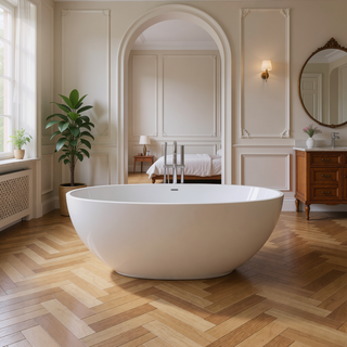 Sunvega Premium Deep Soaking Bathtub with Slip-Resistant Contour and Matte Finish