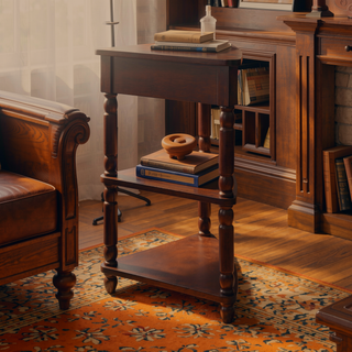 Sunvega Multifunctional 3 Tier Corner Table with Solid Wood Legs for Small Spaces