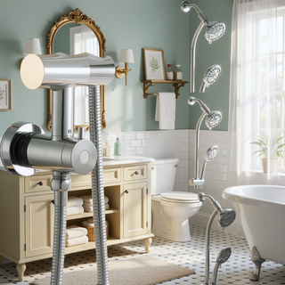 Sunvega No-Tool Installation 5 Inch Rain Shower & 7-Spray Handheld Combo with Slide Bar