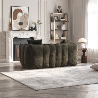 Sunvega Super Soft Chenille Bean Bag Chair with Armrests for Living Room