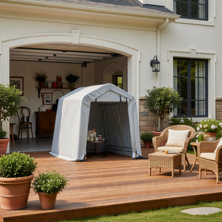 Sunvega Heavy Duty Galvanized Steel Carport Canopy with Anti-UV PE Cover and Double Zipper Doors for Outdoor Storage